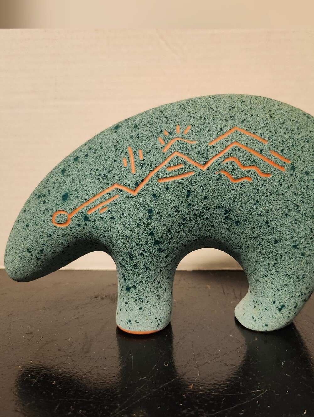 Vintage Southwest Fetish Bear Spirit Animal Figurine Sand Cast Red Clay